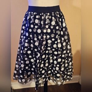 Lane Bryant Black and White Polka Dot A-Line Skirt